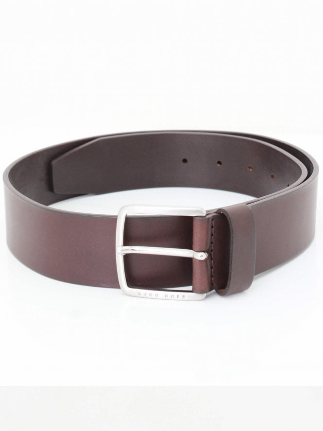 Hugo Boss Casual Sjeeko Leather Belt in Dark Brown | Northern Threads