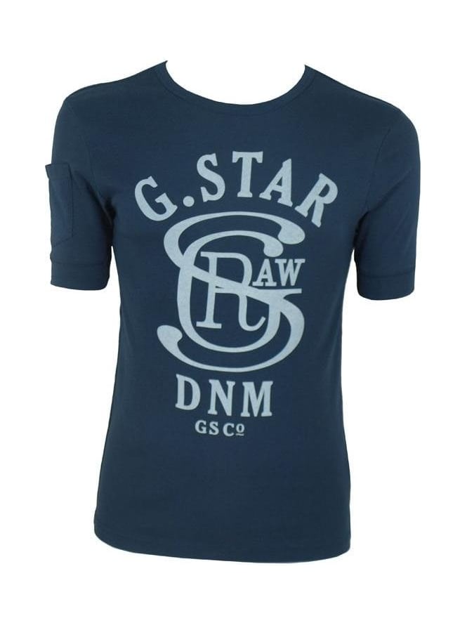 G Star Co Jav Printed Tshirt In Indigo Northern Threads 1358