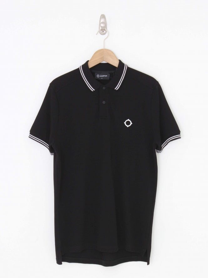 MA.STRUM MA.STRUM Double Tipped Chest Logo Polo - Jet Black